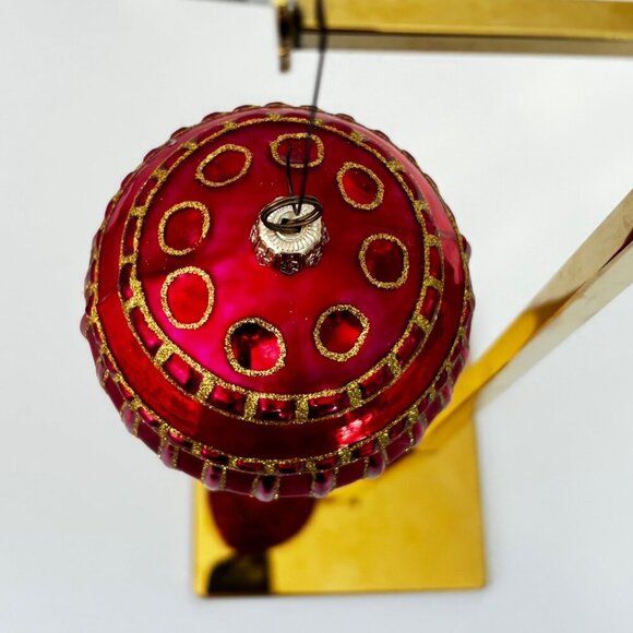 Spode Glass Christmas Ornament Round Ball Red Pink Gold Vintage Large Rare - Picture 4 of 6